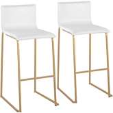 Mara 30" Bar Stool in White Leatherette & Gold Steel (Set of 2)